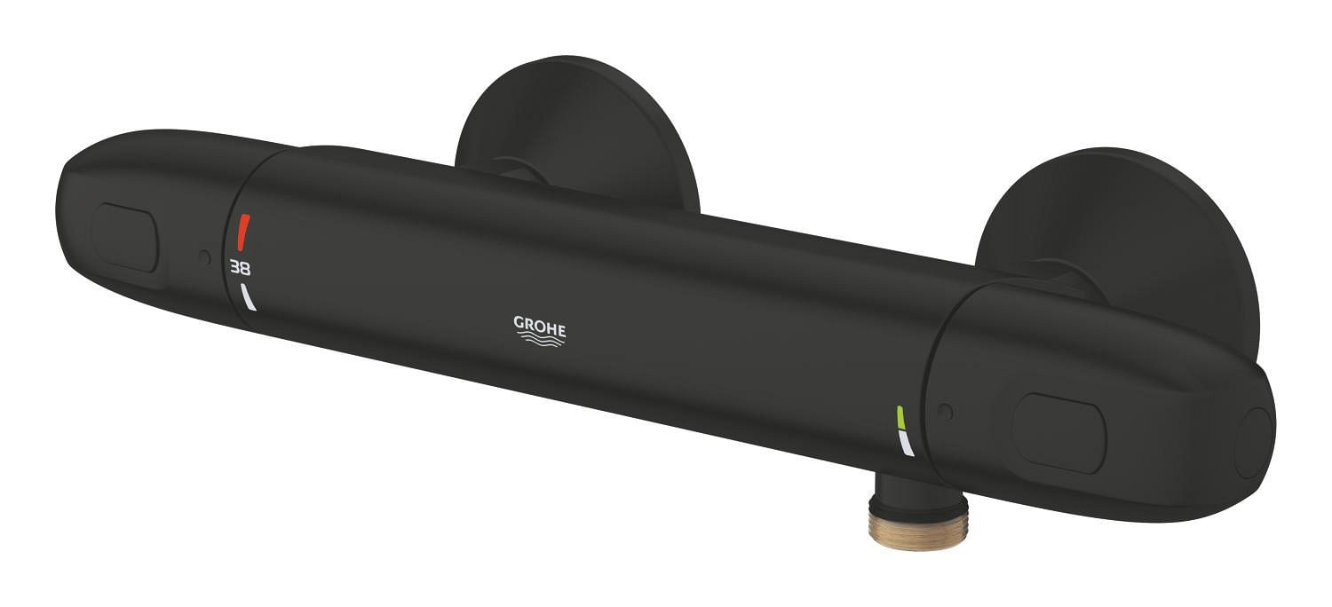 Baterie dus Grohe 348142433, 0.8 bar, 100 mm, 317 mm, 2 orificii instalare, 1/2 dimensiune racord furtun, Negru — imaginea 6