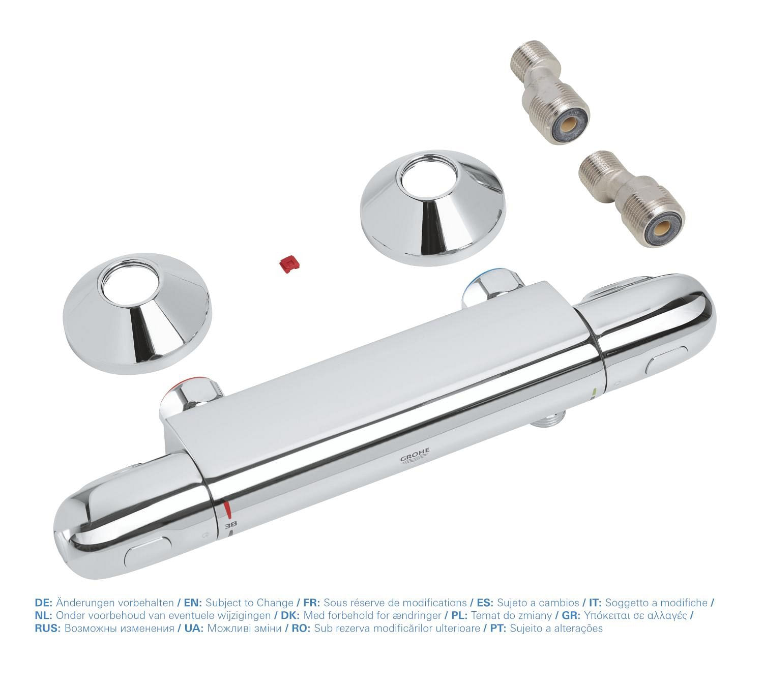 Baterie dus Grohe 34814003, 0.8 bar, 81 mm, 305 mm, 2 orificii instalare, 1/2 dimensiune racord furtun, Crom — imaginea 2