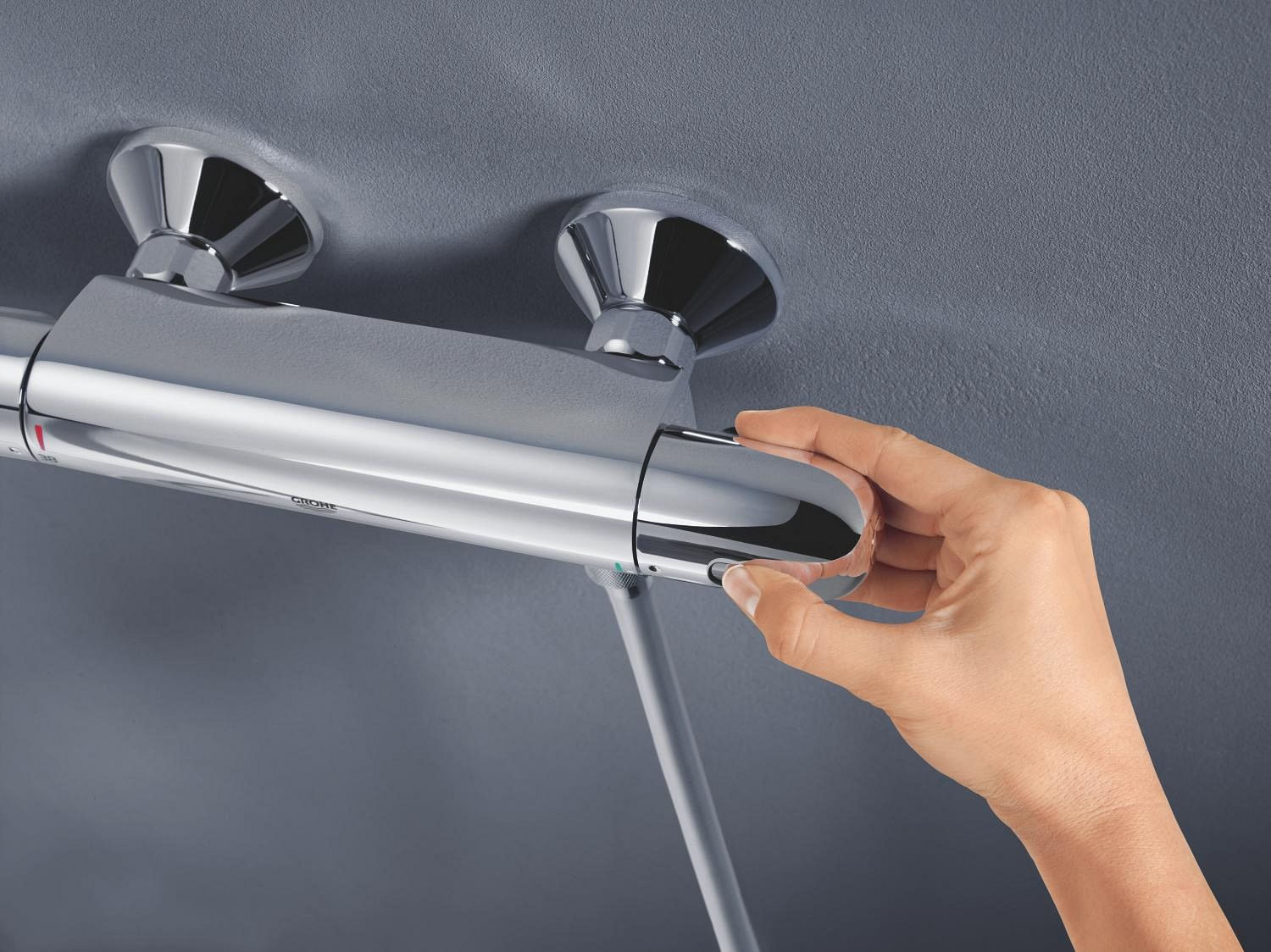 Baterie dus Grohe 34814003, 0.8 bar, 81 mm, 305 mm, 2 orificii instalare, 1/2 dimensiune racord furtun, Crom — imaginea 6