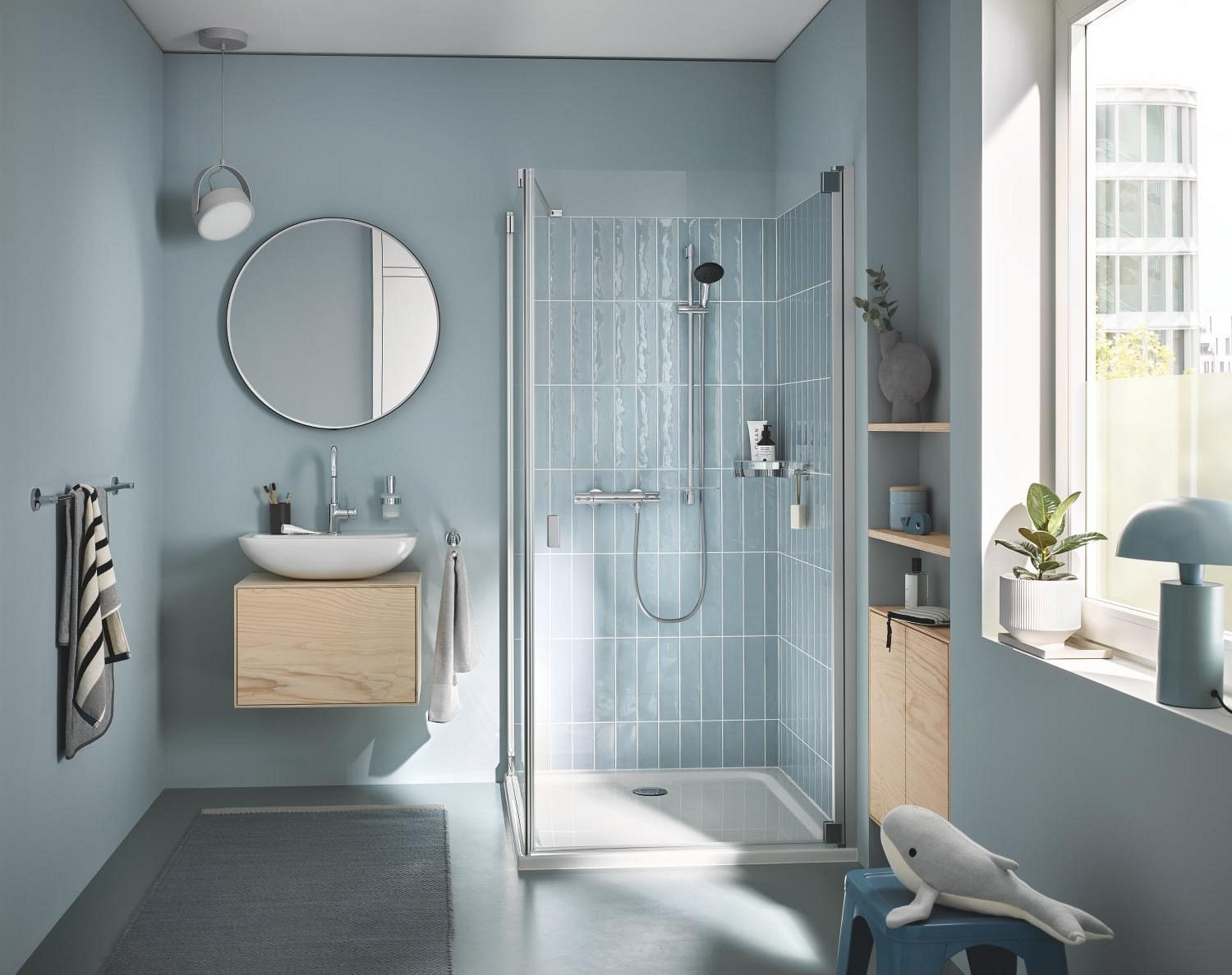 Baterie dus Grohe 34853001, 0.8 bar, 80 mm, 317 mm, 110 mm, 1.75 m, 900 mm, 2 orificii instalare, Crom — imaginea 3
