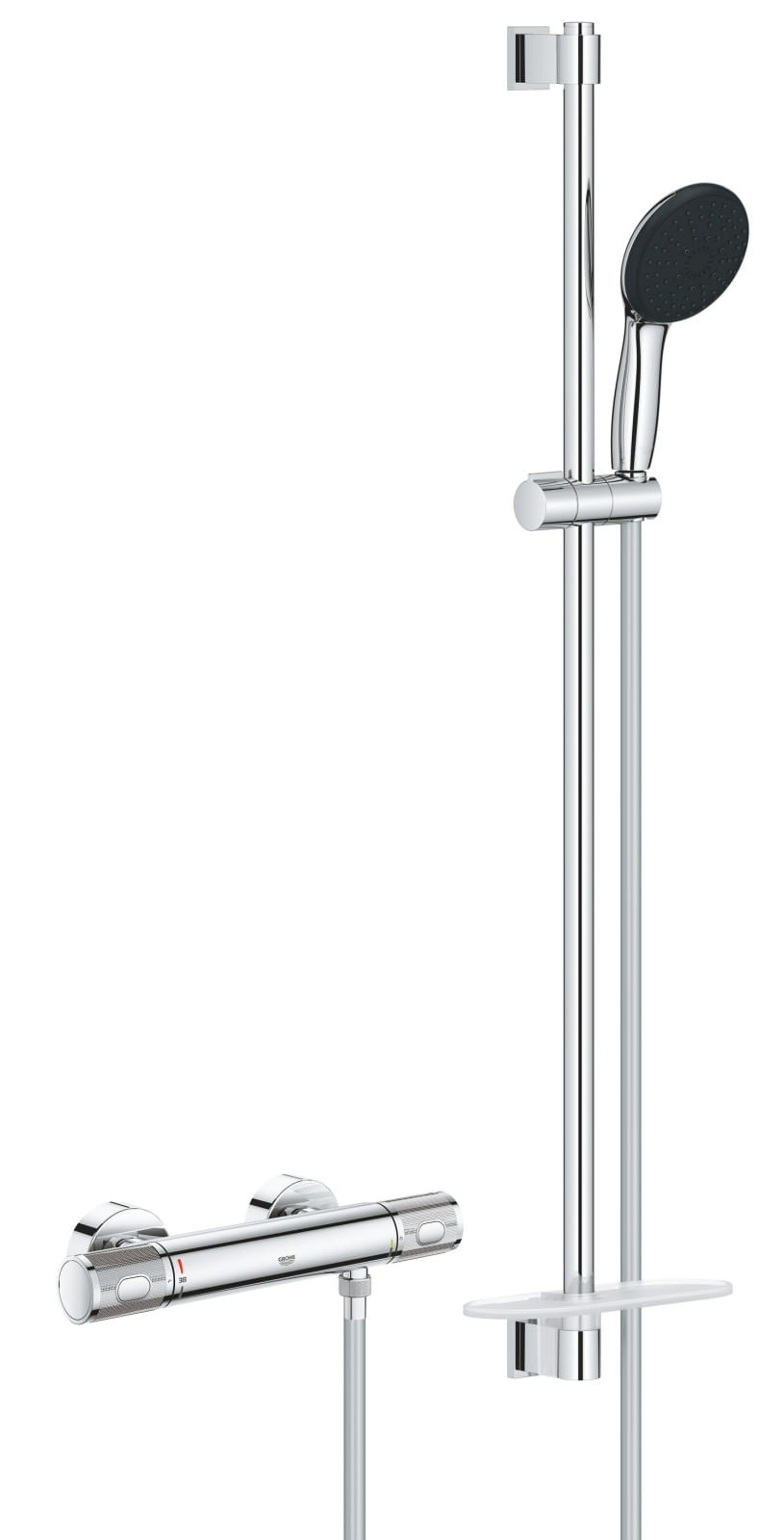 Baterie dus Grohe 34853001, 0.8 bar, 80 mm, 317 mm, 110 mm, 1.75 m, 900 mm, 2 orificii instalare, Crom — imaginea 5