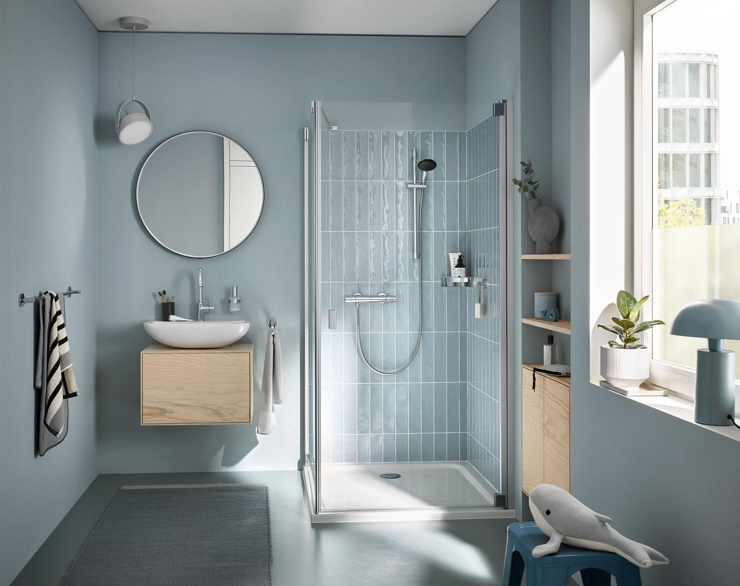 Baterie dus Grohe 34856000, 0.8 bar, 81 mm, 305 mm, 110 mm, 1.75 m, 600 mm, 2 orificii instalare, Crom — imaginea 5