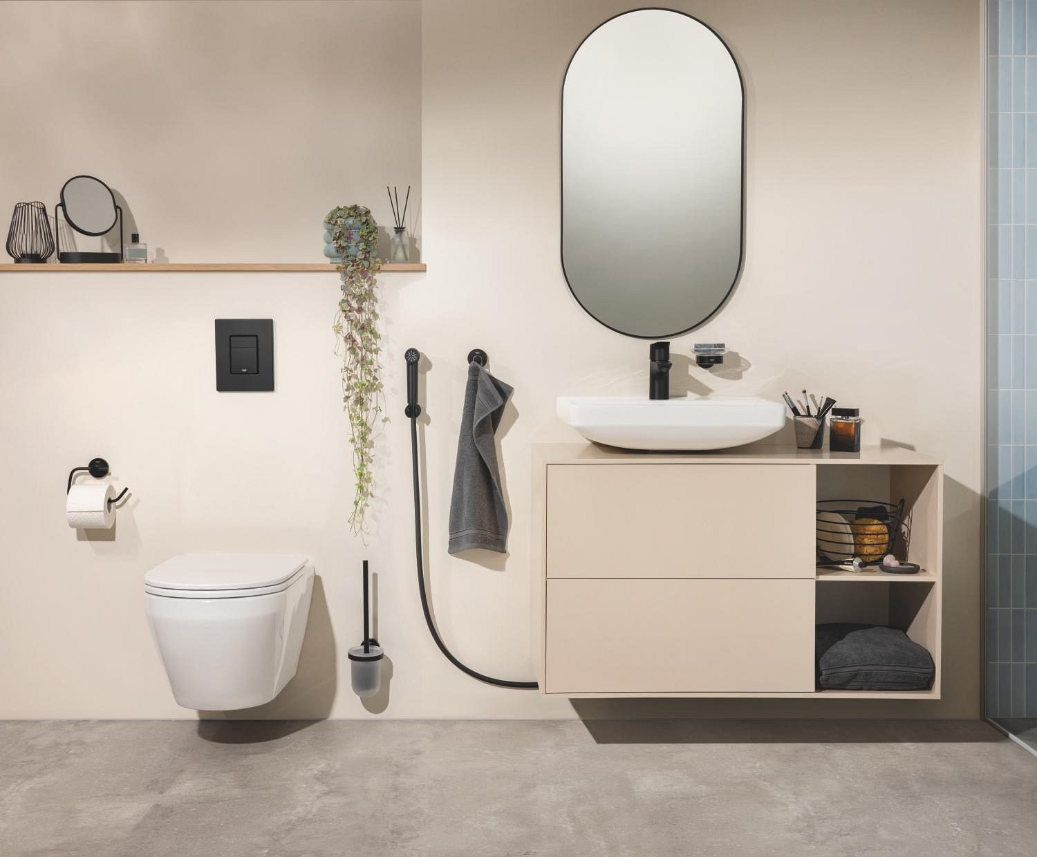 Baterie lavoar Grohe 237732431, 28 mm, 5 l/min, 0.7 bar, 34 mm, 153 mm, 106 mm, 375 mm, 1 orificii instalare, Negru — imaginea 5