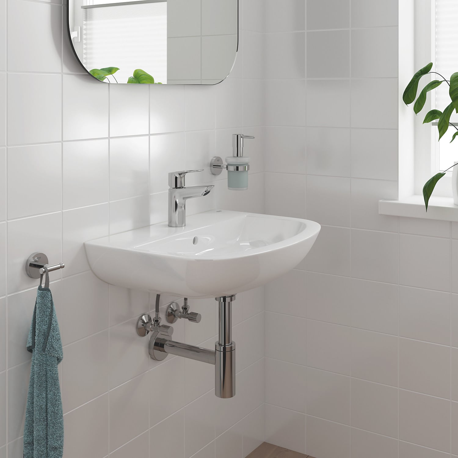 Baterie lavoar Grohe 23878001, 1 bar, 35 mm, 147 mm, 93 mm, 398 mm, 1 orificii instalare, 3/8 dimensiune racord, Crom — imaginea 7