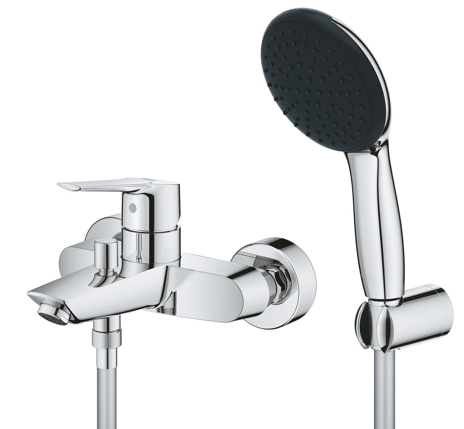 Baterie cada Grohe 25283002, 0.8 bar, 110 mm, 1.5 m, 188 mm, 221 mm, 2 orificii instalare, 1 functii para dus, Crom — imaginea 4