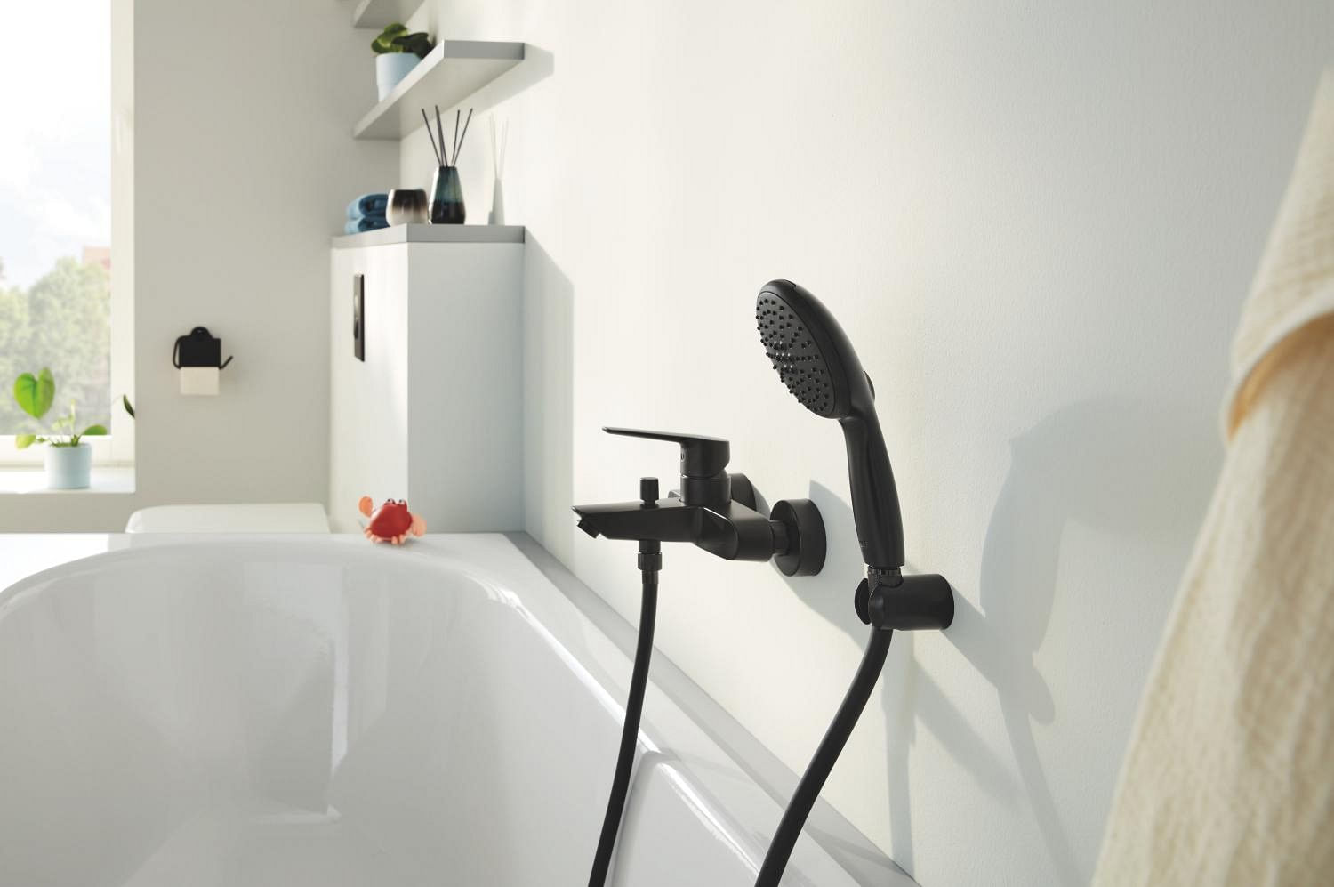 Baterie cada Grohe 242062432, 0.8 bar, 188 mm, 223 mm, 2 orificii instalare, 1/2 dimensiune racord, Negru — imaginea 5