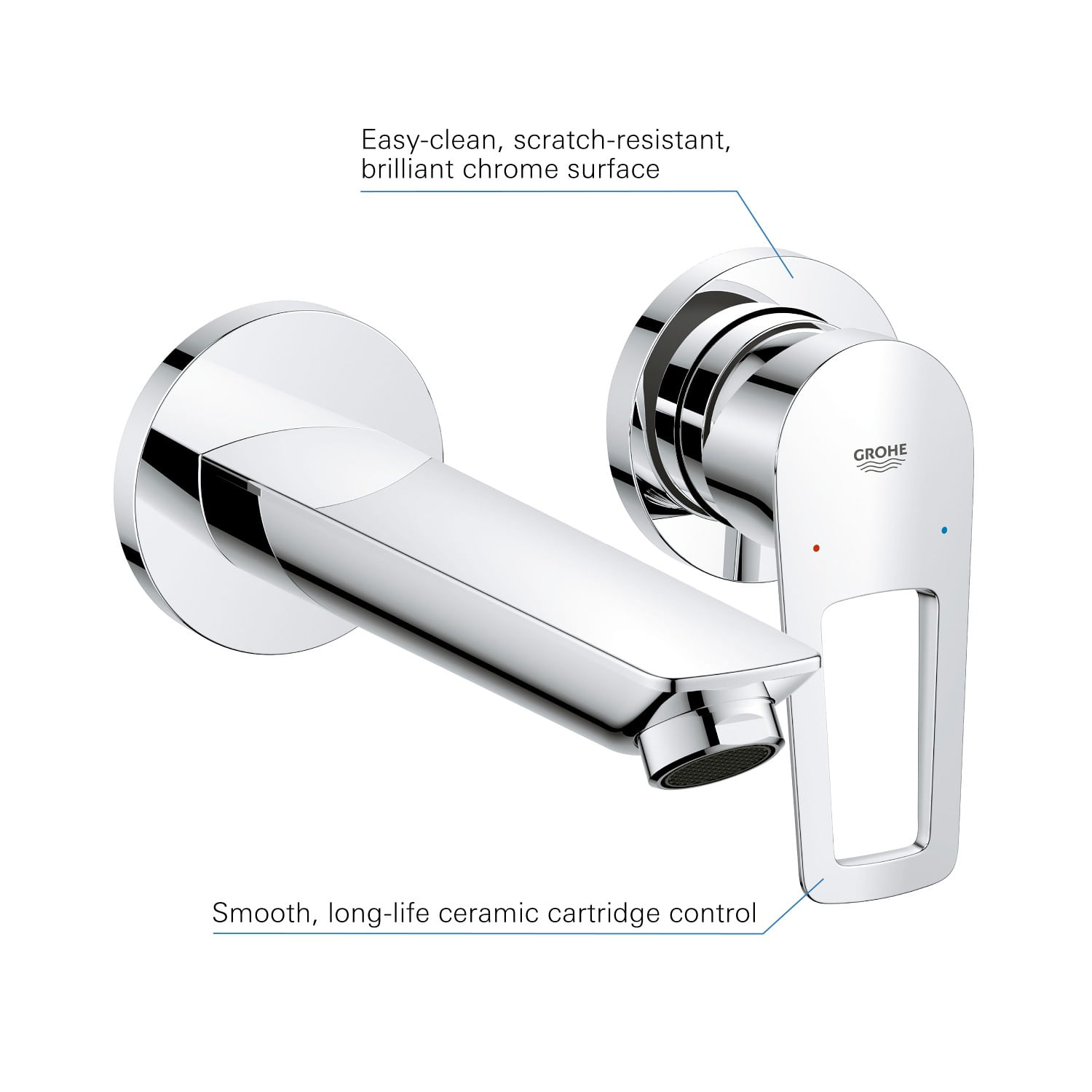 Baterie de lavoar Grohe 20289001, 1 bar, 35 mm, 60 mm, 177 mm, 2 orificii instalare, 1/2 dimensiune racord, Crom — imaginea 4
