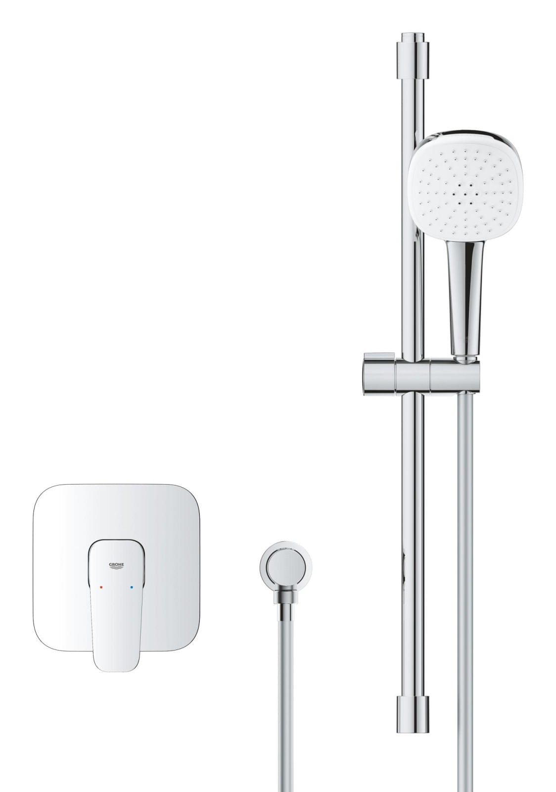 Baterie dus Grohe 1053350000, 0.8 bar, 146 mm, 158 mm, 110 mm, 1.75 m, 600 mm, 2 orificii instalare, Crom — imaginea 3