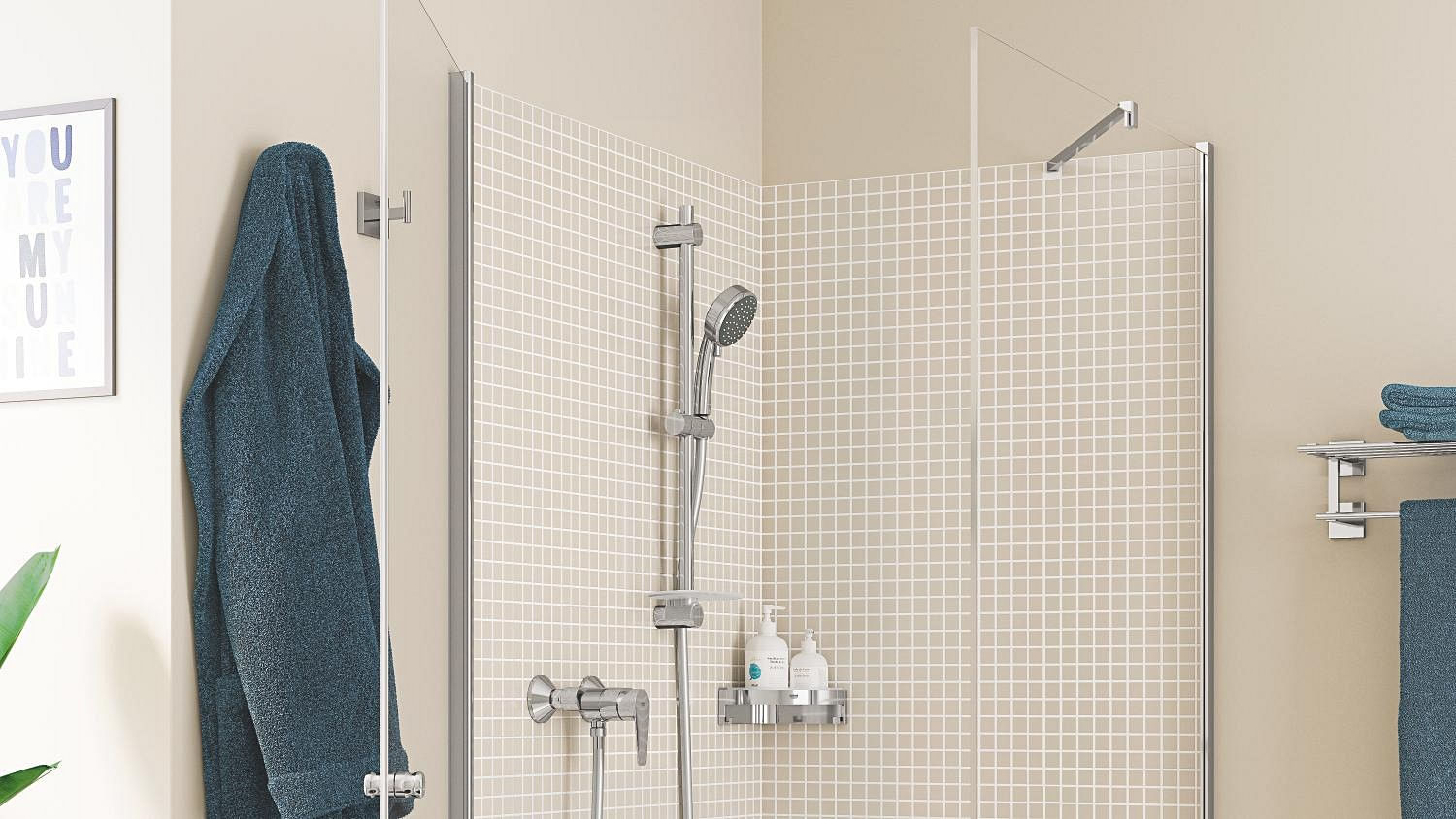 Baterie dus Grohe 24197001, 1 bar, 255 mm, 114 mm, 2 orificii instalare, 1/2 dimensiune racord furtun, Crom — imaginea 2