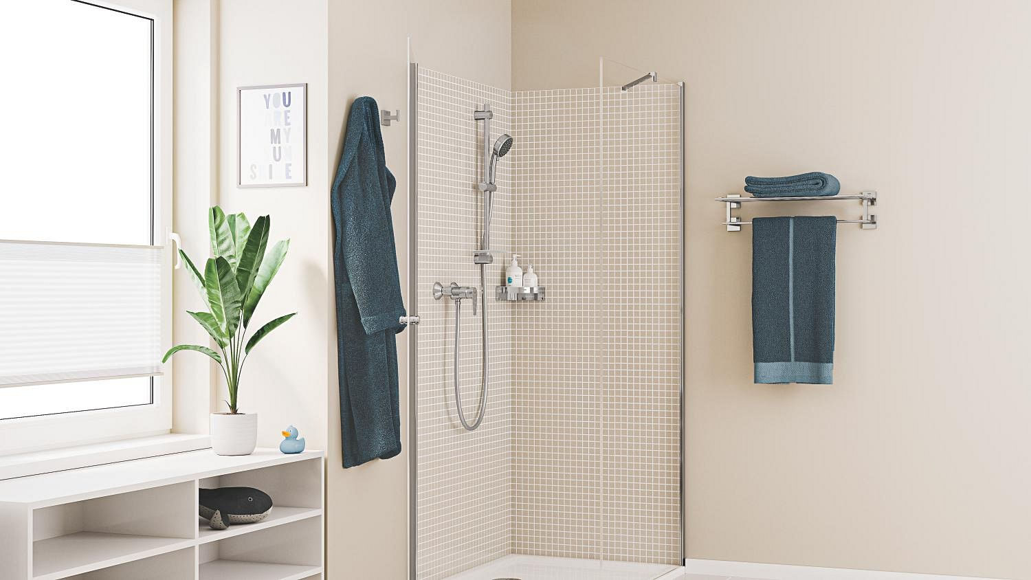 Baterie dus Grohe 24197001, 1 bar, 255 mm, 114 mm, 2 orificii instalare, 1/2 dimensiune racord furtun, Crom — imaginea 3