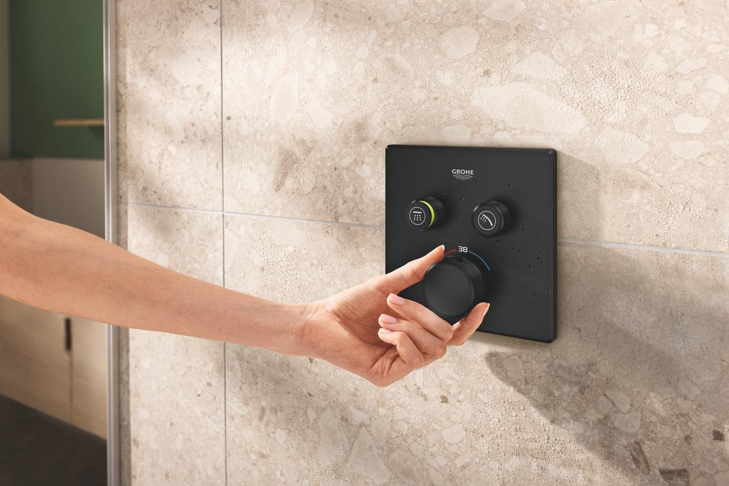 Unitate comanda Grohe 291242430, 1 bar, 158 mm, 10 mm, 2 iesiri, 1 functii palarie dus, 1/2 dimensiune racord, Negru — imaginea 2