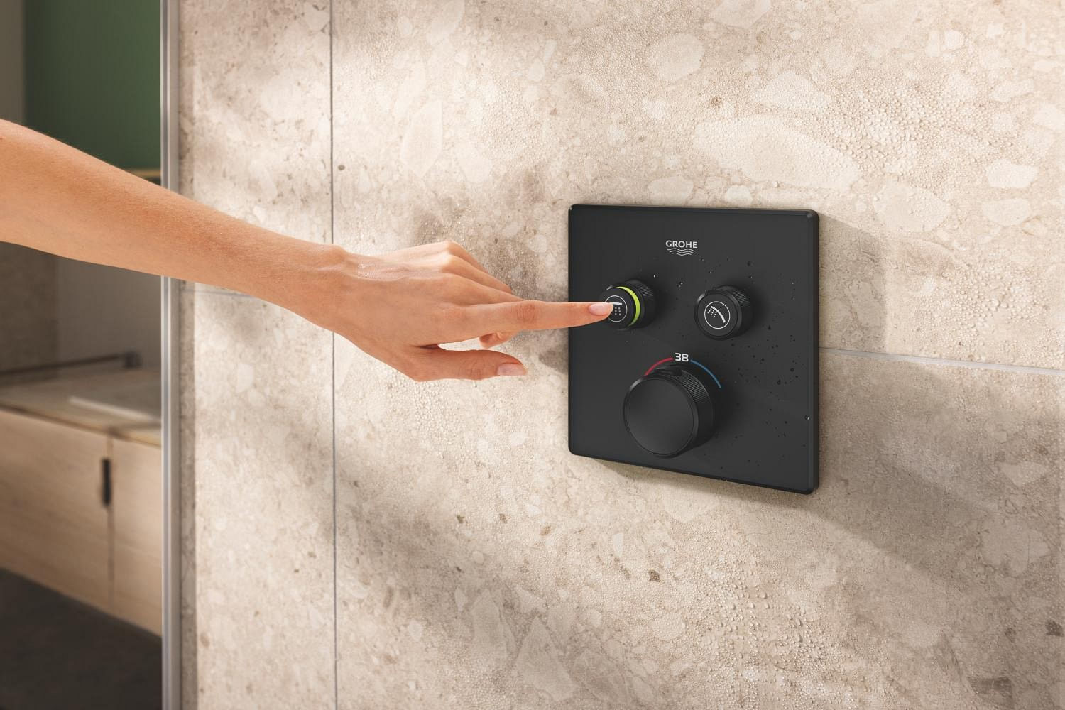 Unitate comanda Grohe 291242430, 1 bar, 158 mm, 10 mm, 2 iesiri, 1 functii palarie dus, 1/2 dimensiune racord, Negru — imaginea 13