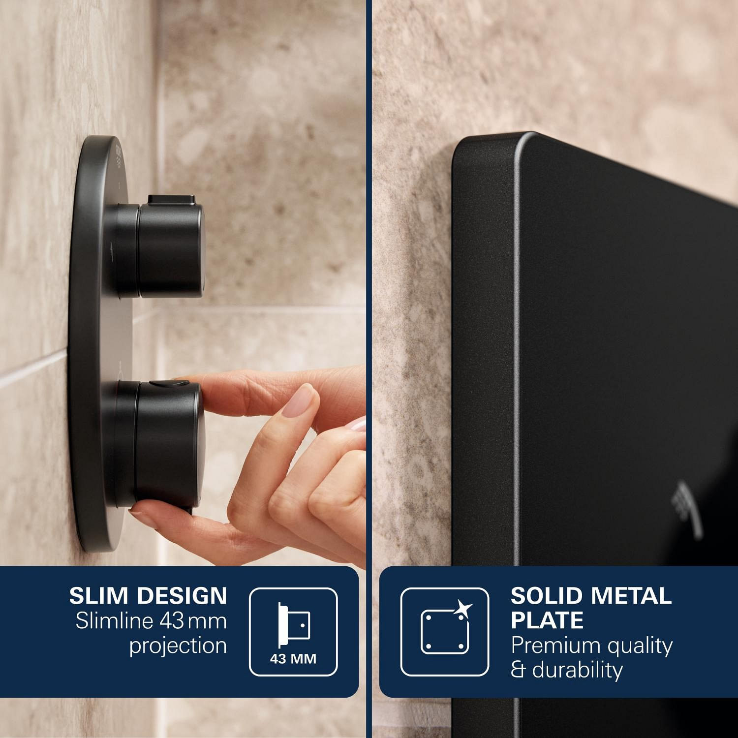 Unitate comanda Grohe 291242430, 1 bar, 158 mm, 10 mm, 2 iesiri, 1 functii palarie dus, 1/2 dimensiune racord, Negru — imaginea 14