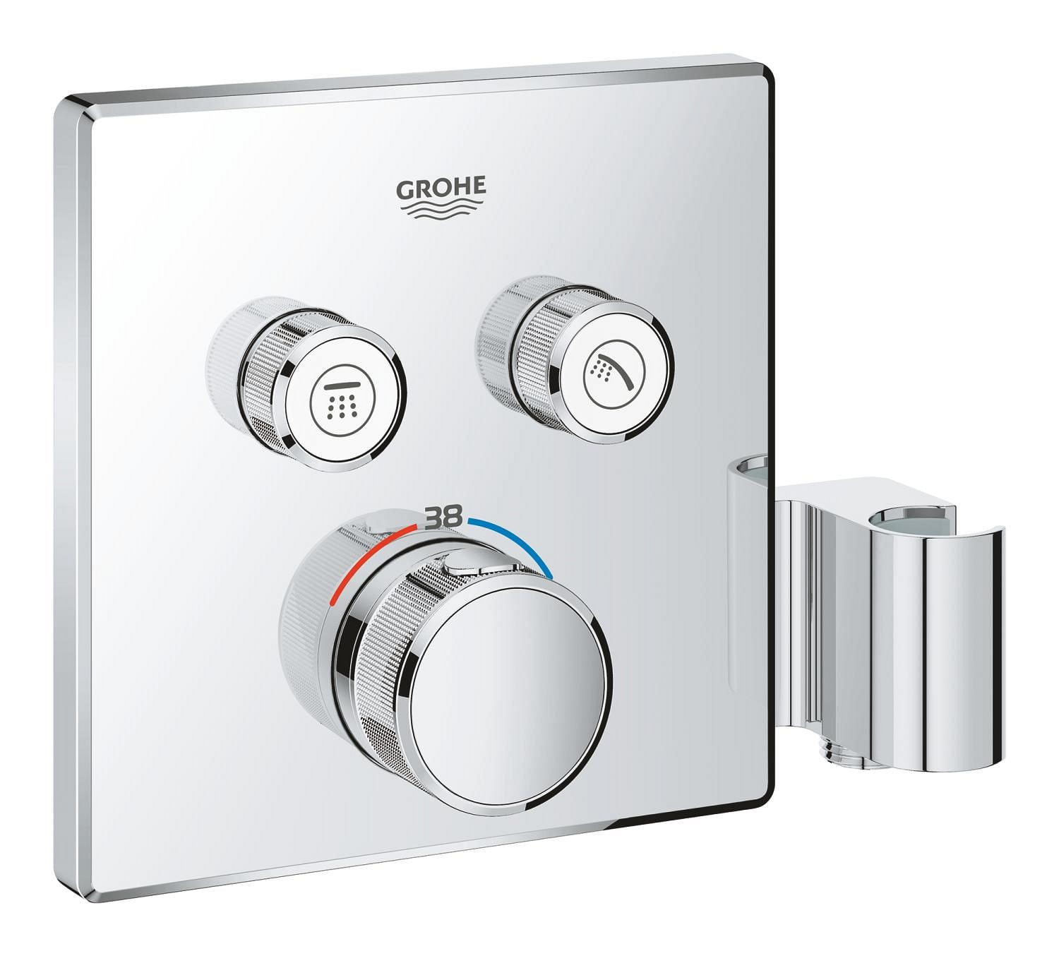 Unitate comanda Grohe 29125000, 1 bar, 158 mm, 10 mm, 2 iesiri, 1 functii palarie dus, 1/2 dimensiune racord, Crom — imaginea 3