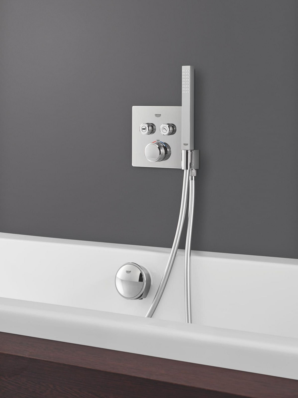Unitate comanda Grohe 29125000, 1 bar, 158 mm, 10 mm, 2 iesiri, 1 functii palarie dus, 1/2 dimensiune racord, Crom — imaginea 4