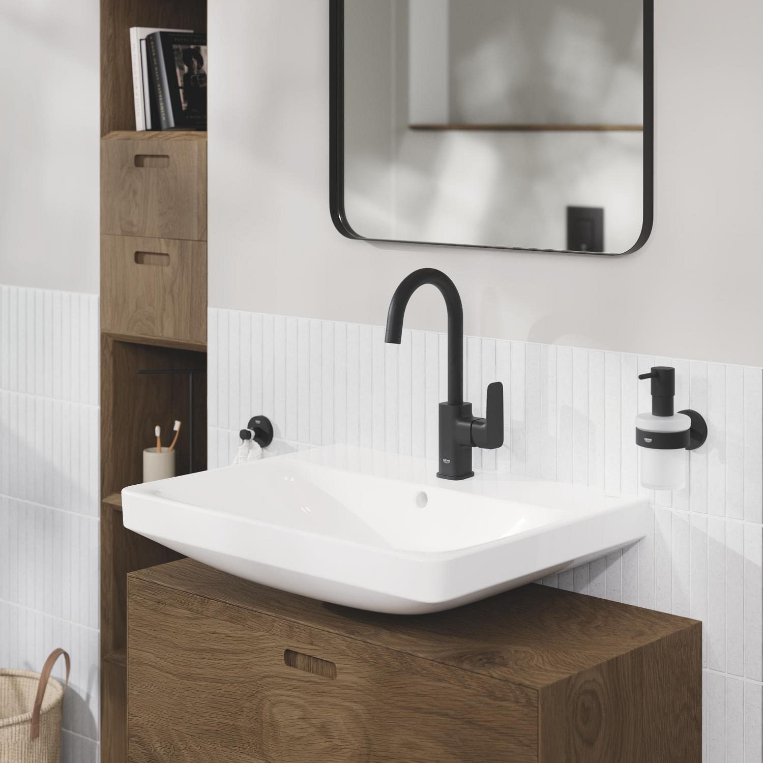 Baterie lavoar Grohe 1017712430, 28 mm, 5 l/min, 0.6 bar, 35 mm, 311 mm, 140 mm, 395 mm, 1 orificii instalare, Negru — imaginea 2