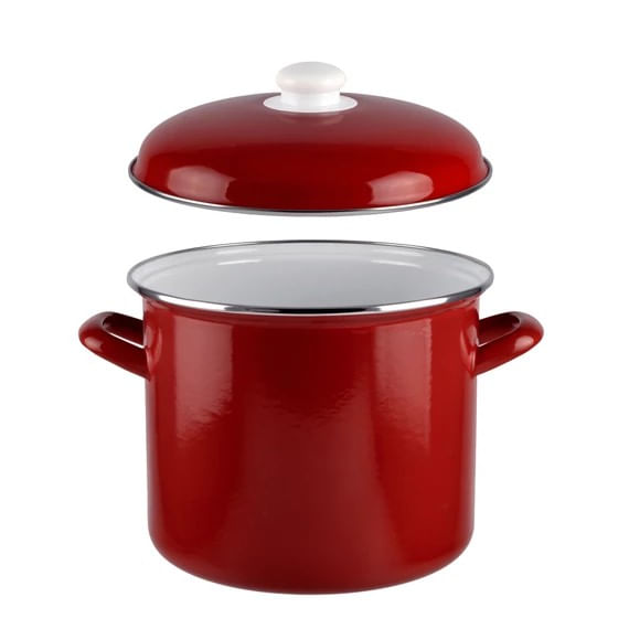 Oala emailata bordo cu capac, 20 cm, 5,2 l — imaginea 2