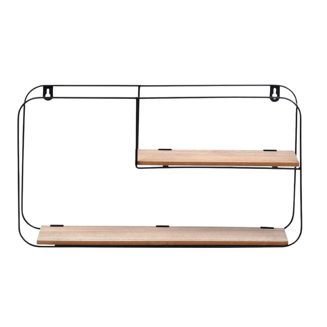 Etajera metalica de perete cu 2 polite MDF, 52X10.5X29 cm — imaginea 6