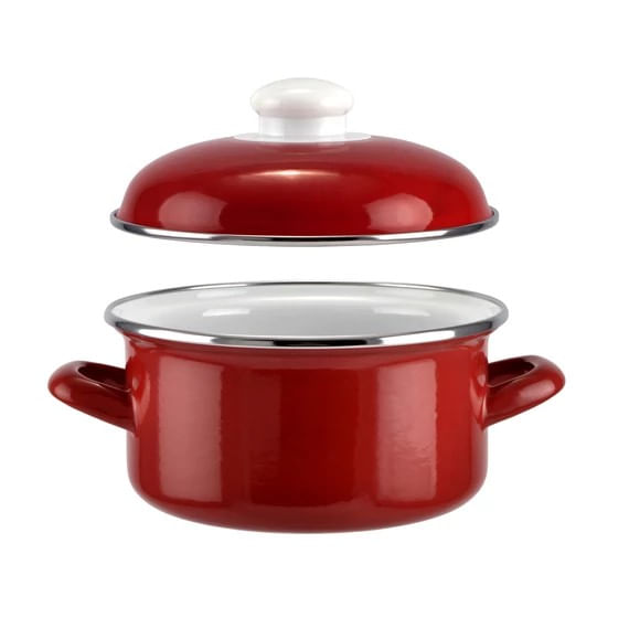 Cratita emailata bordo cu capac, 18 cm, 2 litri — imaginea 2