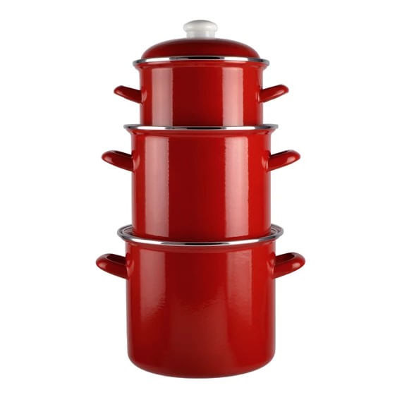 Oala emailata bordo cu capac, 18 cm, 4 litri — imaginea 2
