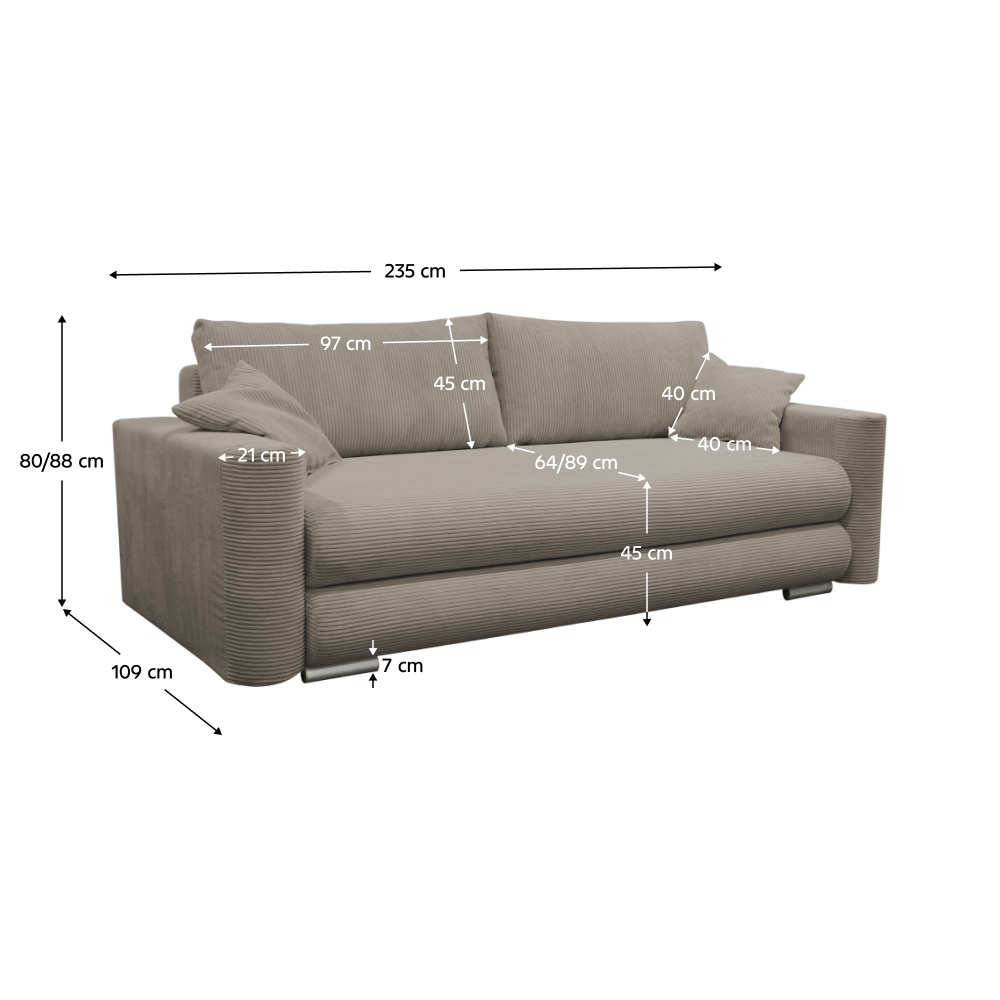 Canapea extensibila, gri-maro Taupe, ROSELYN — imaginea 3