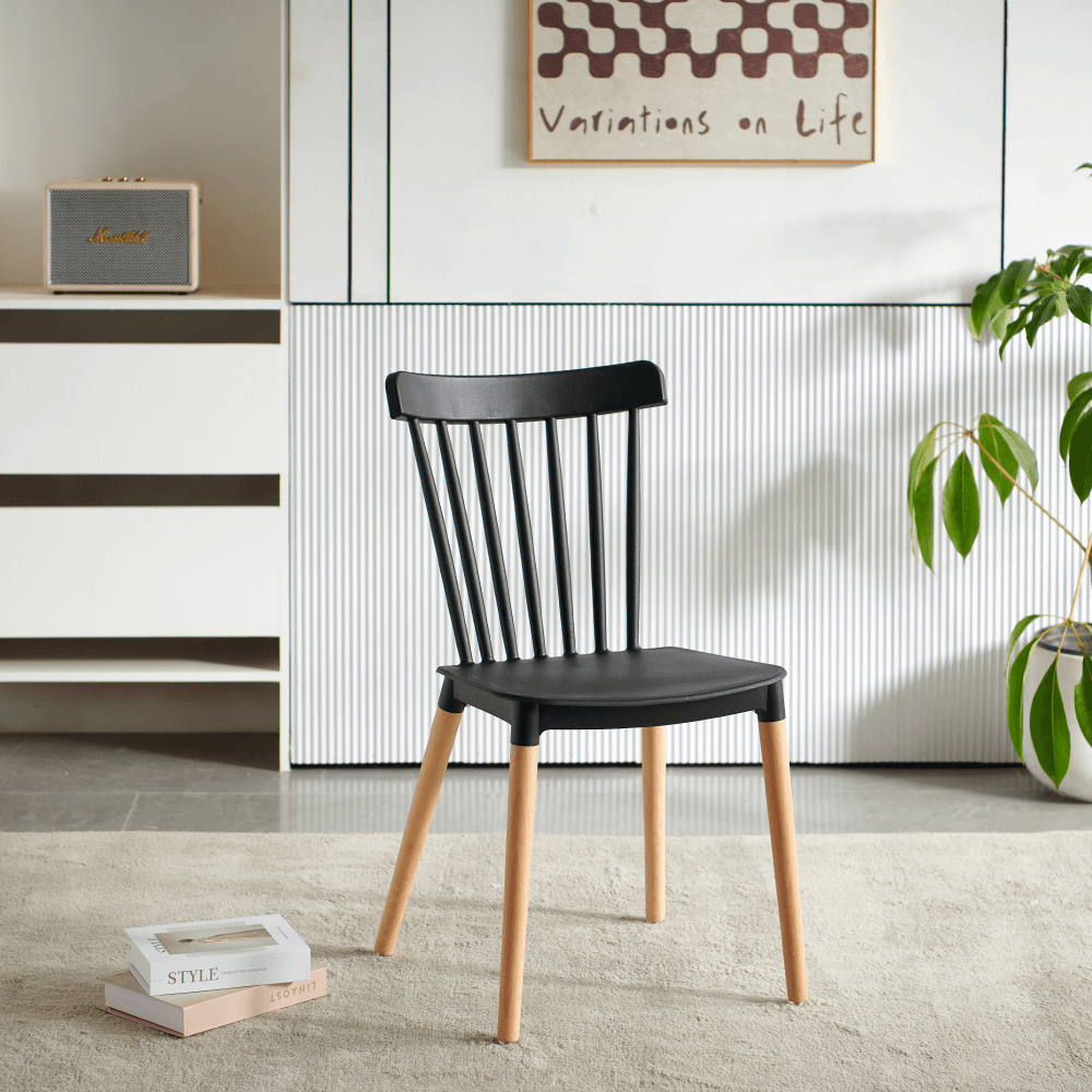Scaun dining, negru / fag, ZOSIMA — imaginea 8