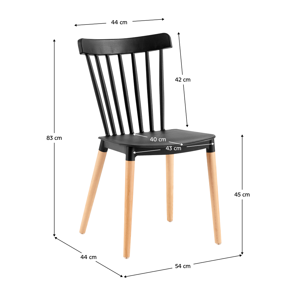Scaun dining, negru / fag, ZOSIMA — imaginea 9