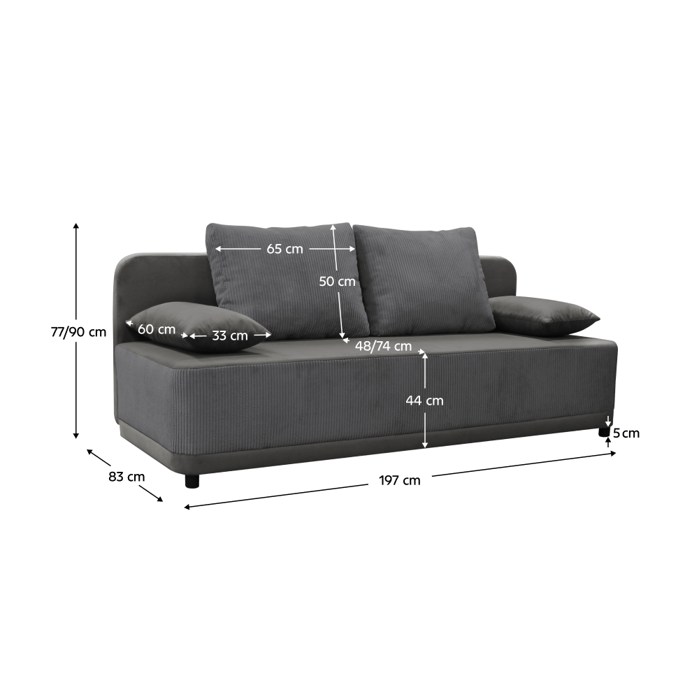 Canapea extensibila, gri, SENTY — imaginea 6