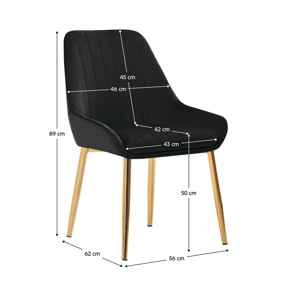 Scaun de masa, negru tesatura Velvet/gold crom-auriu, PERLIA — imaginea 3