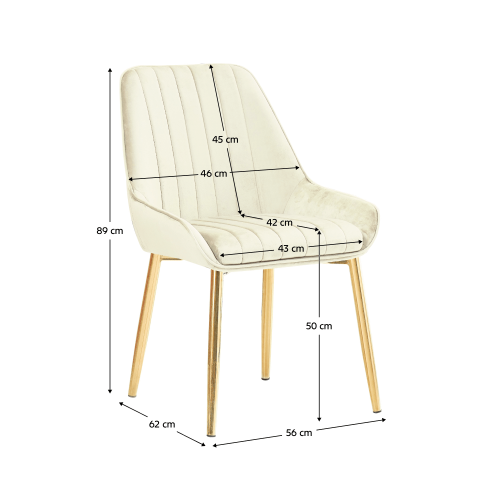 Scaun de dining, bej tesatura Velvet/gold crom-auriu, PERLIA — imaginea 3