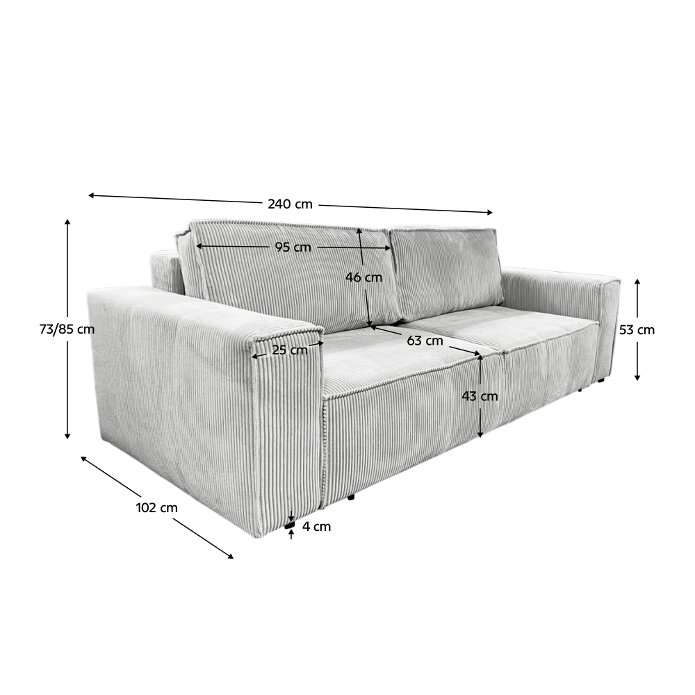 Canapea extensibila, gri deschis, HARPERA BIG SOFA — imaginea 7