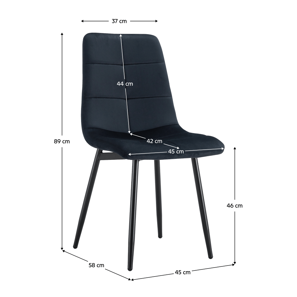 Scaun dining, material neagra Velvet/metal, DAMIA TIP 1 — imaginea 2