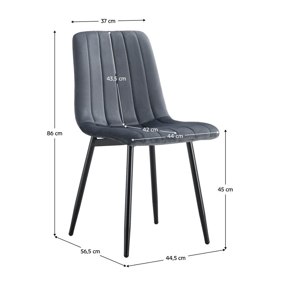 Scaun, material Velvet gri inchis/negru, RAMITA TIP 1 — imaginea 2