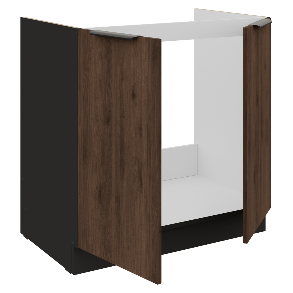 Dulap pentru chiuveta, nuc okapi/negru, MENZO 80 ZL 2F BB — imaginea 2