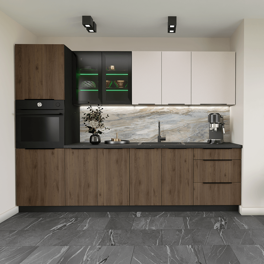Dulap pentru chiuveta, nuc okapi/negru, MENZO 50 ZL 1F BB — imaginea 8