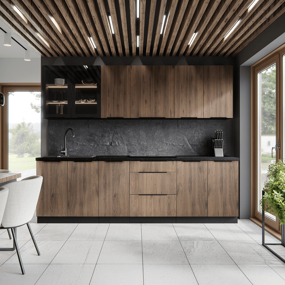 Dulap inferior cu cos incorporat, nuc okapi/negru, MENZO 15 D CARGO BB — imaginea 5