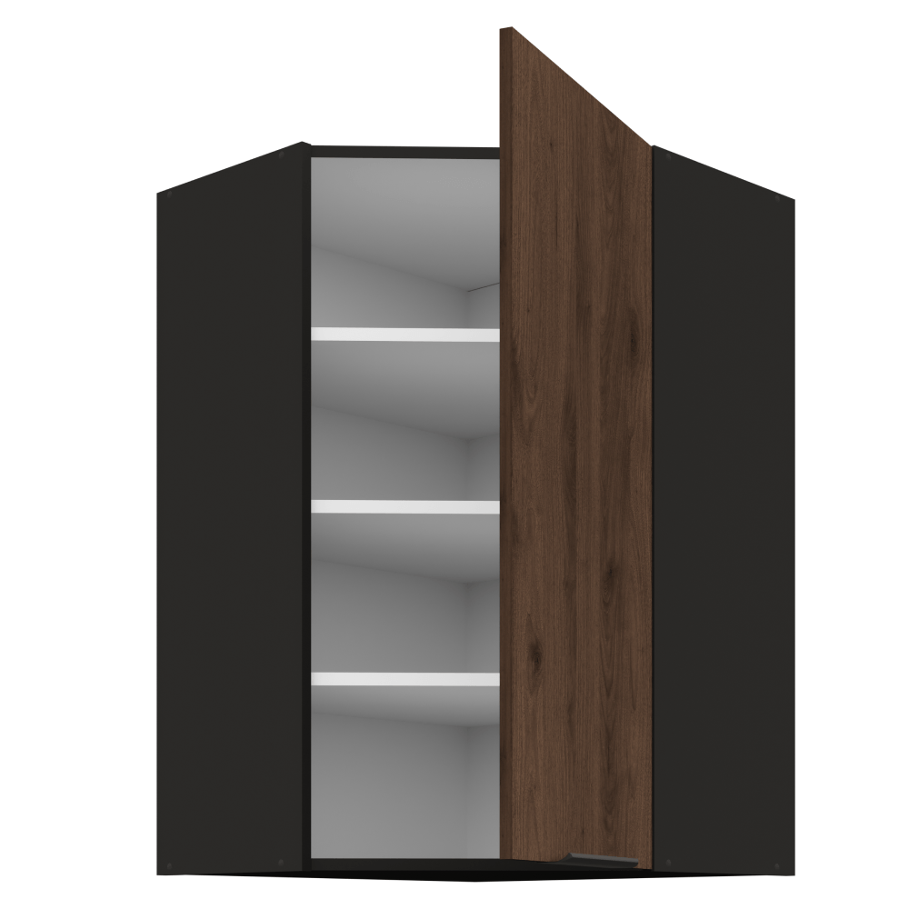 Dulap de colt superior, nuc okapi/negru, MENZO 60x60 GN-90 1F — imaginea 2