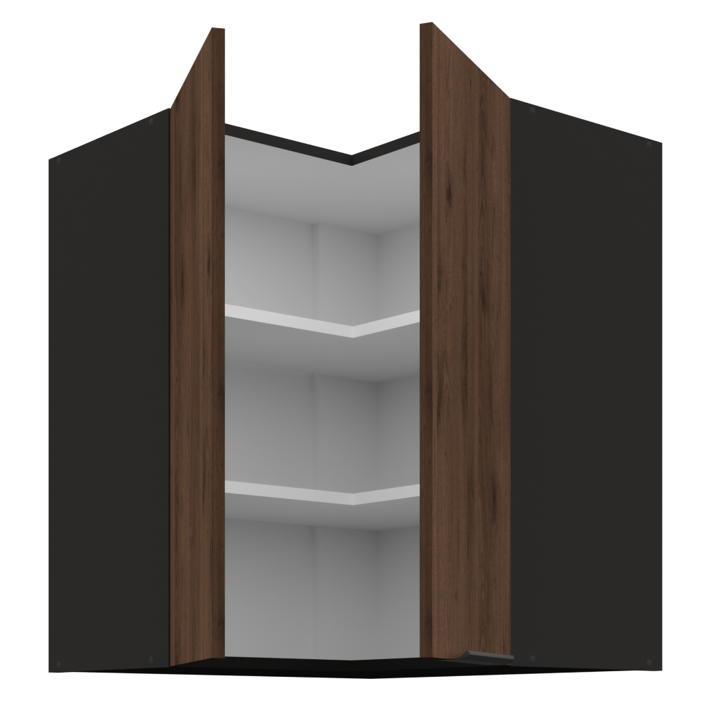 Dulap de colt superior, nuc okapi/negru, MENZO 60x60 GN-72 2F — imaginea 2