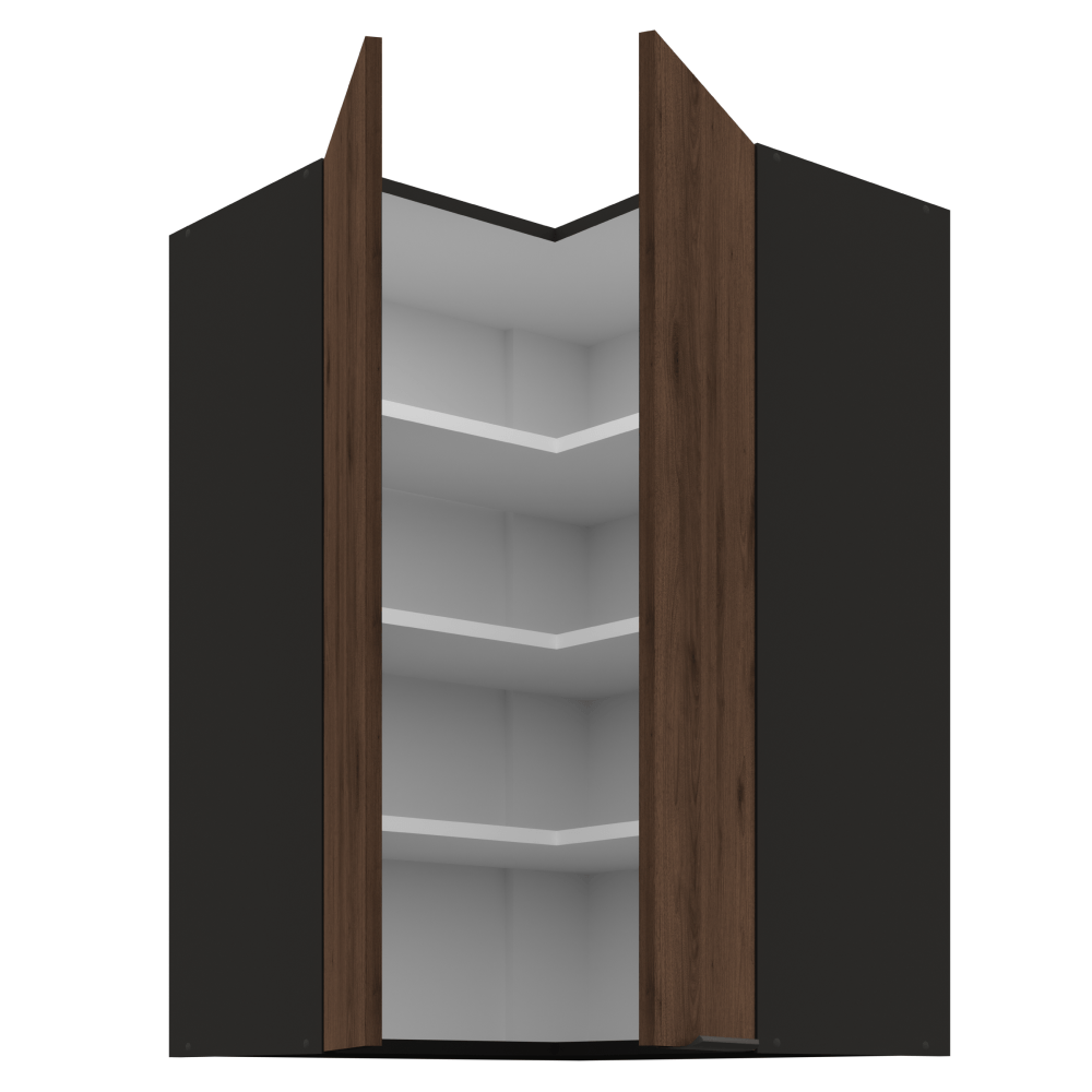 Dulap de colt superior, nuc okapi/negru, MENZO 60x60 GN-90 2F — imaginea 2