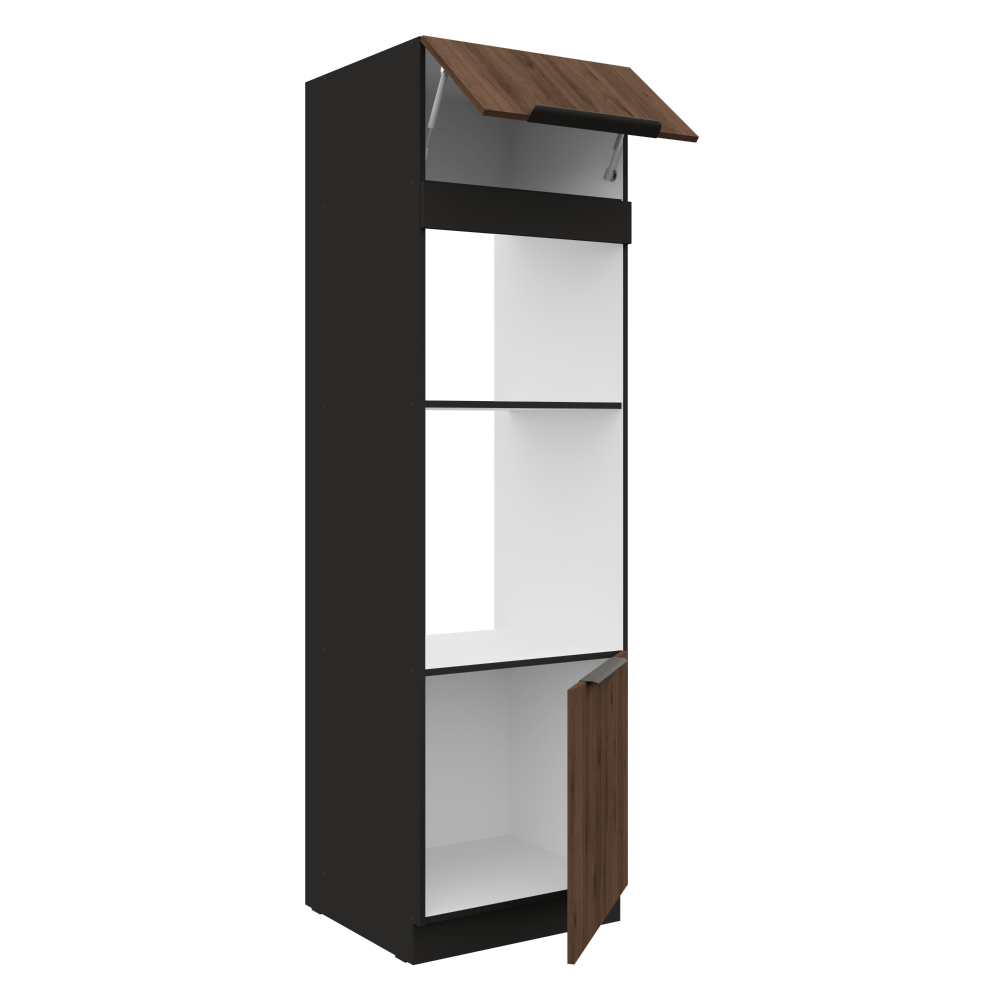 Dulap inalt pentru cuptor si cuptor cu microunde, nuc okapi/negru, MENZO 60 DPM-210 2F — imaginea 2