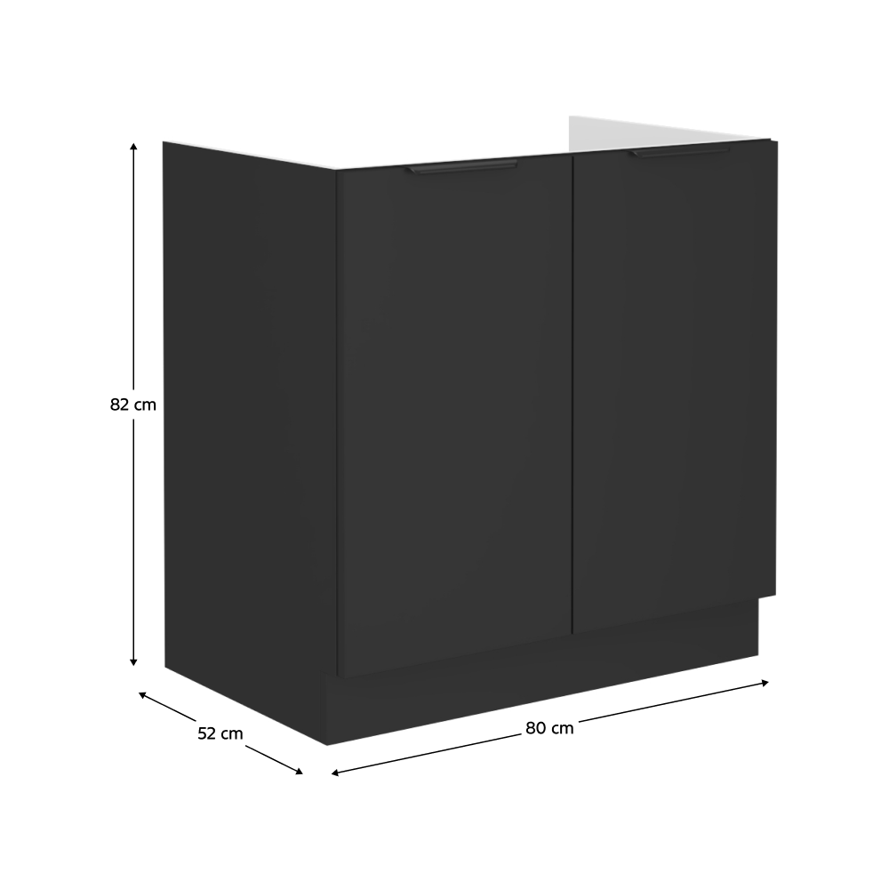 Dulap de chiuveta, negru, SIBER 80 ZL 2F BB — imaginea 9