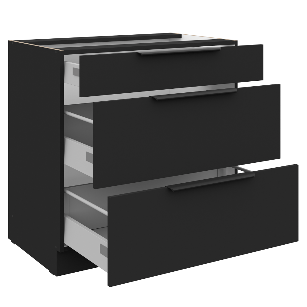 Dulap inferior, negru, SIBER 80 D 3S BB — imaginea 2