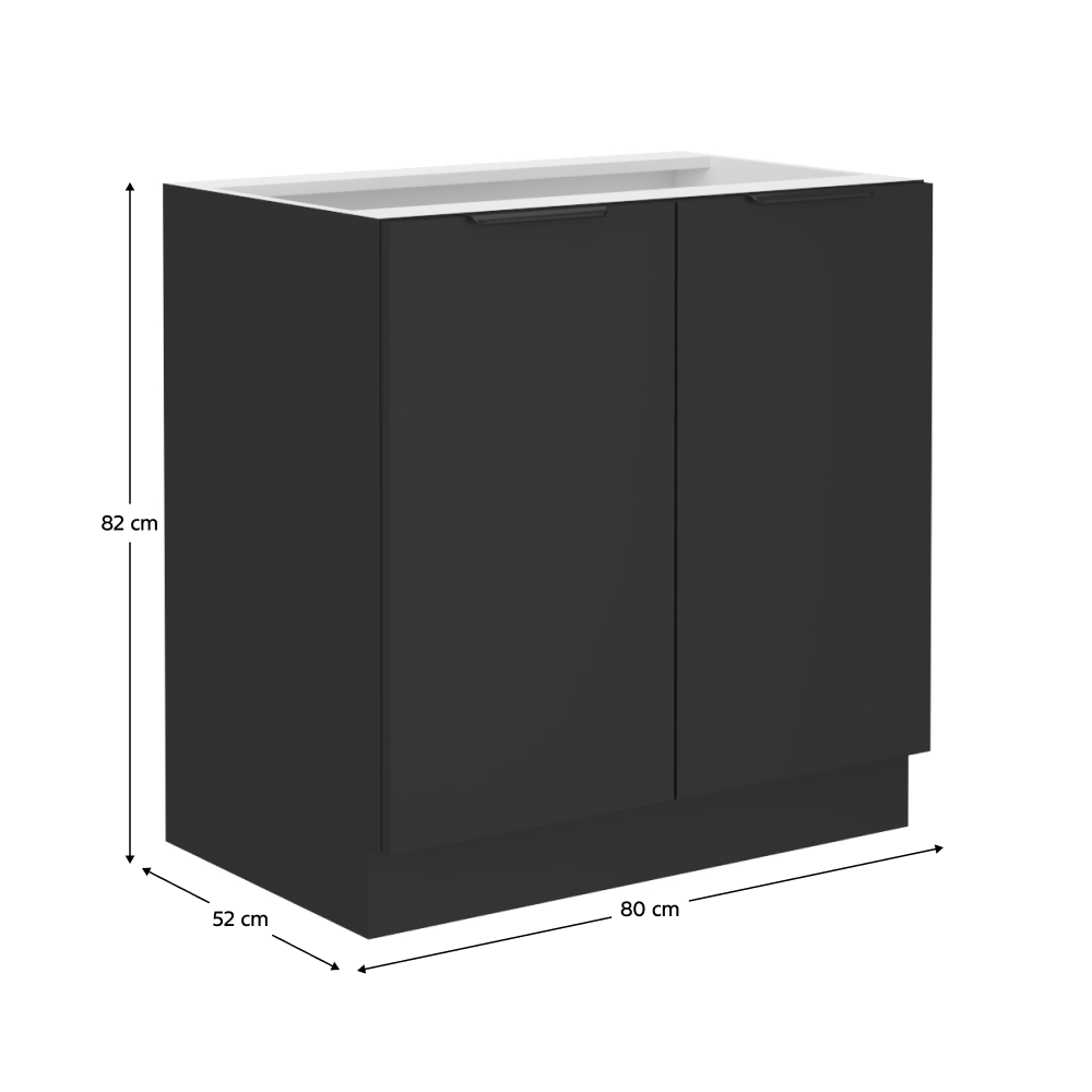 Dulap inferior, negru, SIBER 80 D 2F BB — imaginea 9