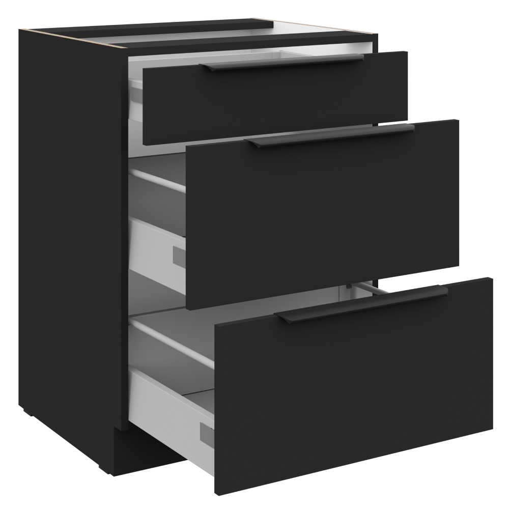 Dulap inferior, negru, SIBER 60 D 3S BB — imaginea 2
