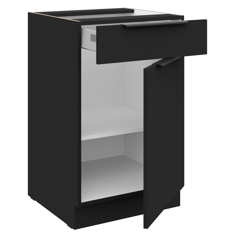 Dulap inferior, negru, SIBER 50 D 1F 1S BB — imaginea 2