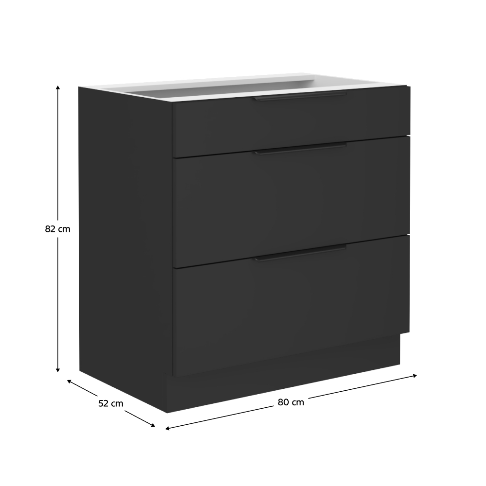 Dulap inferior, negru, SIBER 80 D 3S BB — imaginea 9