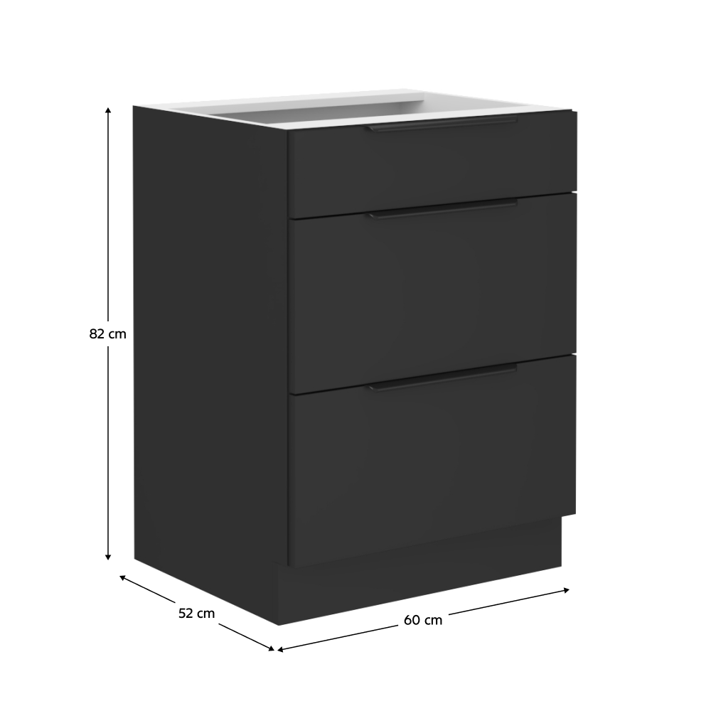Dulap inferior, negru, SIBER 60 D 3S BB — imaginea 9