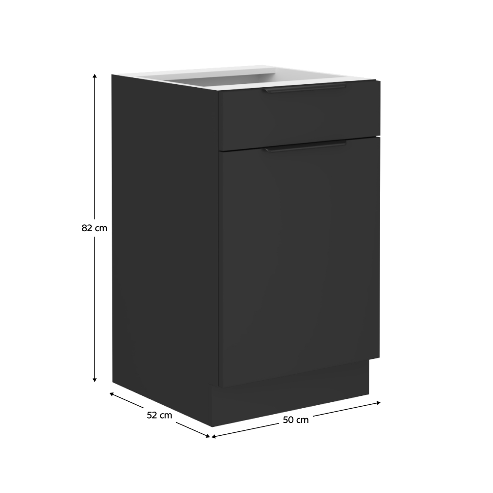 Dulap inferior, negru, SIBER 50 D 1F 1S BB — imaginea 9