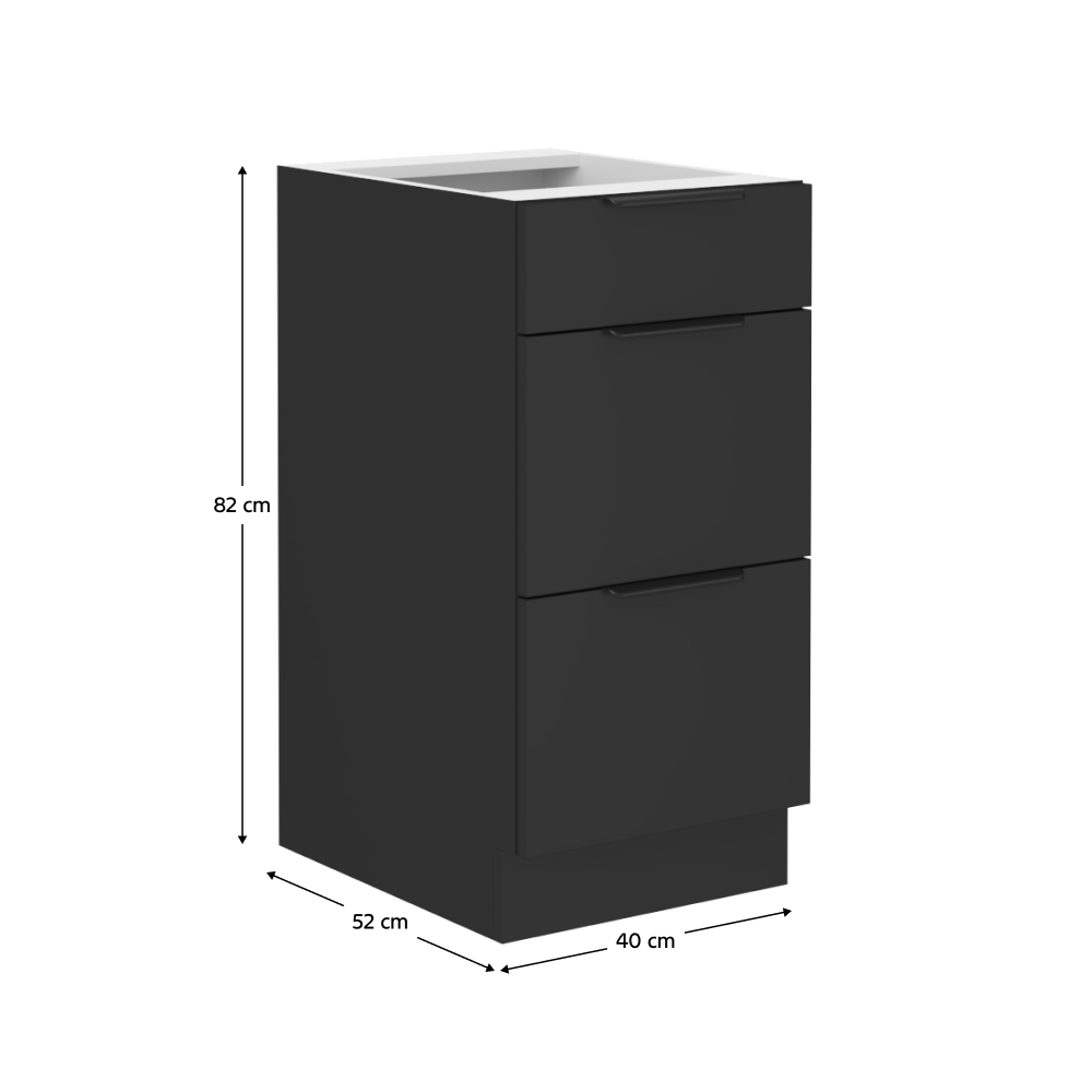 Dulap inferior, negru, SIBER 40 D 3S BB — imaginea 9