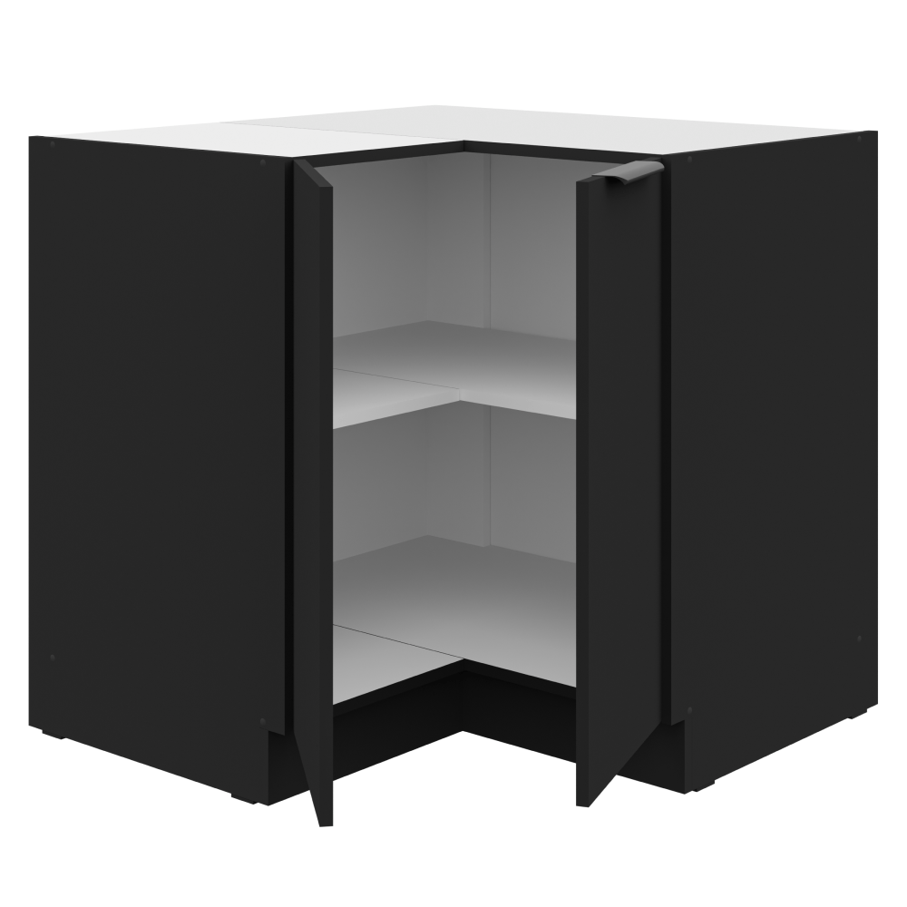 Dulap de colt inferior, negru, SIBER 90x90 DN 2F BB — imaginea 2